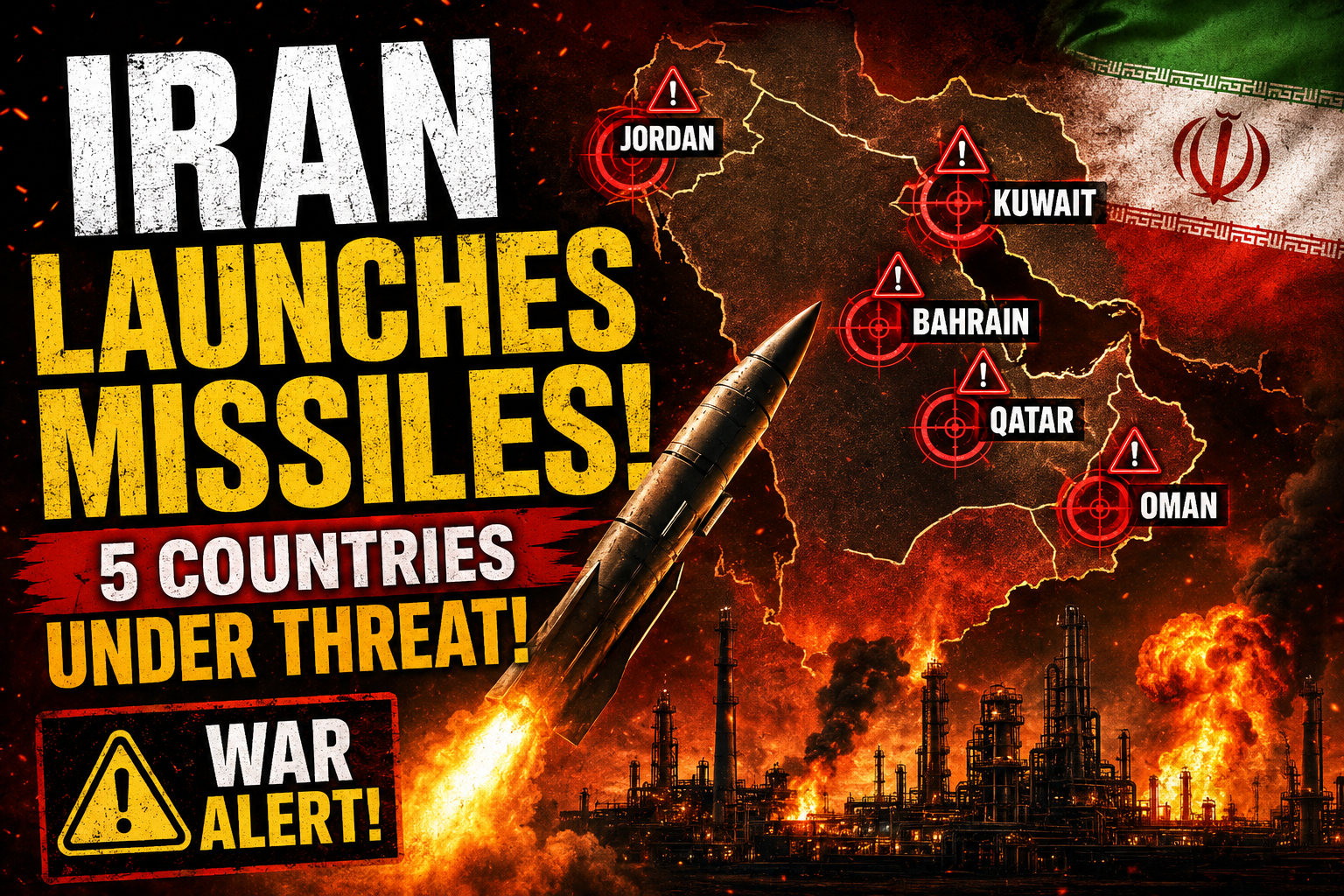 Iran launches strikes targeting Gulf countries amid rising Middle East tensions and concerns over global oil supplies.