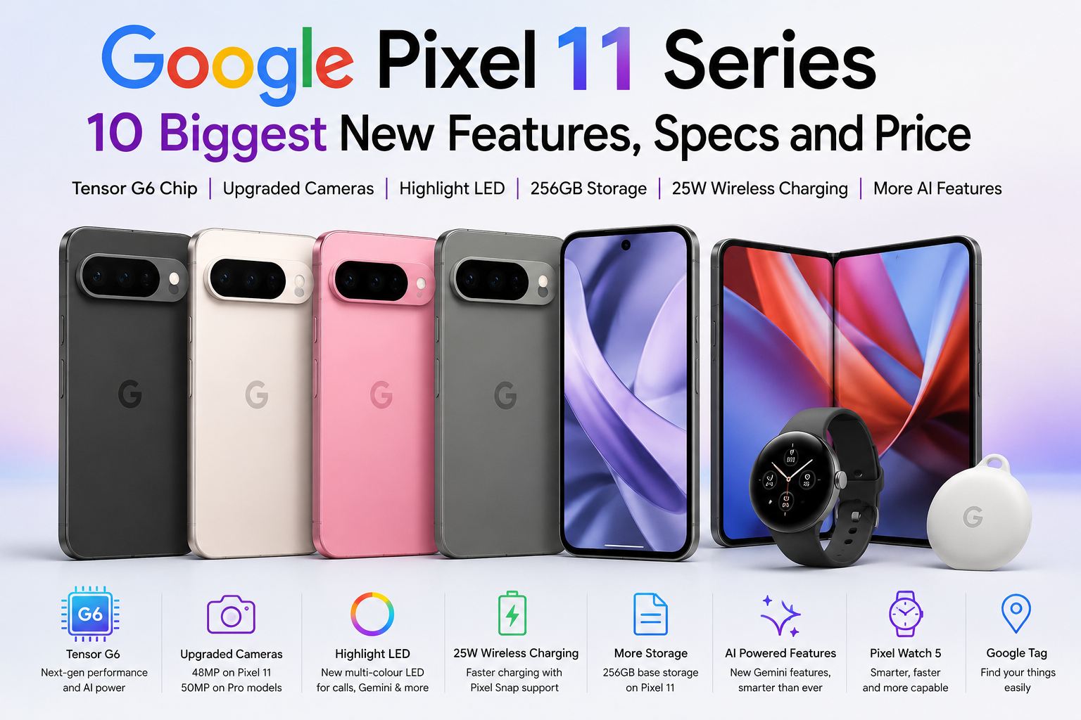 Google Pixel 11 Series featuring new AI features, Tensor G6, upgraded cameras and wireless charging